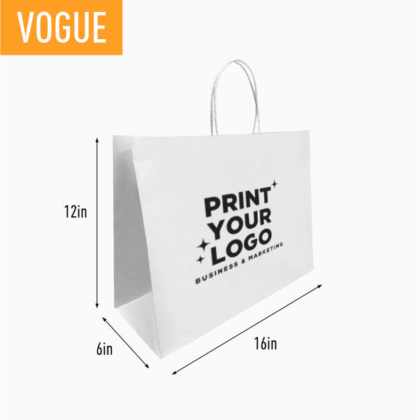 Large White Paper Bag with Screen Printing Logo |  Custom Retail Shopping Bag for Brands